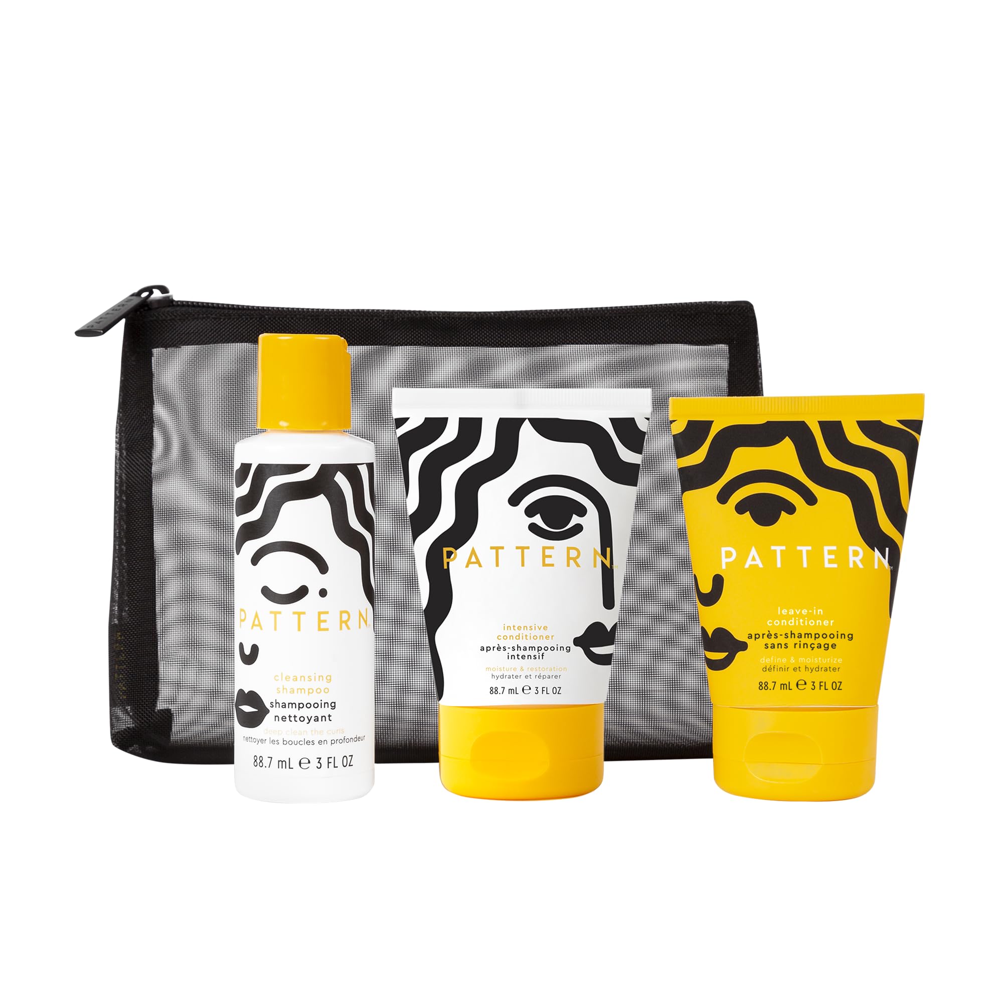 PATTERN Travel Kit in chic mesh bag for on-the-go curly care