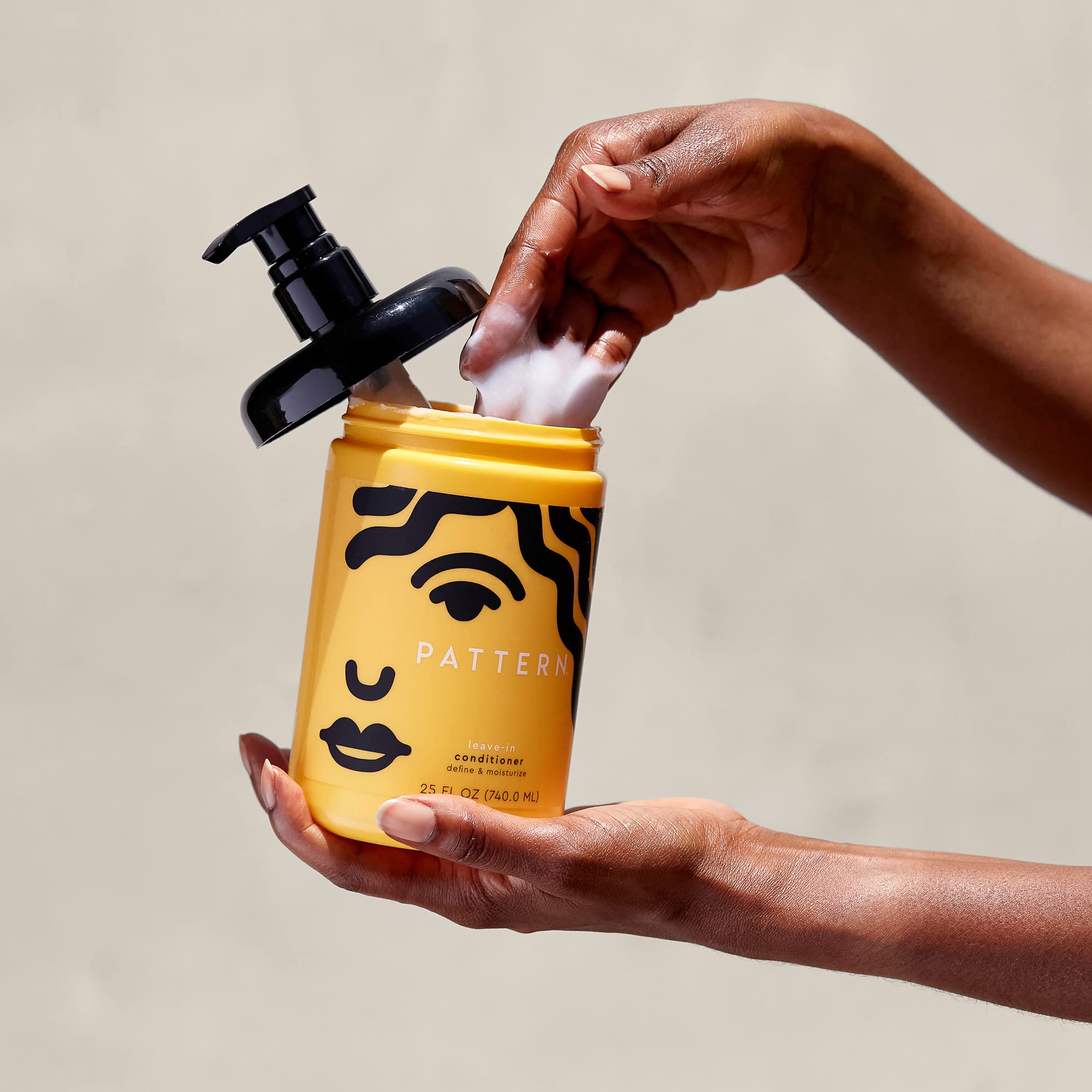 PATTERN Leave-In Conditioner application swatch shows slip for easy detangling.