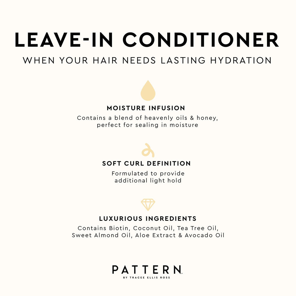 PATTERN Leave-In Conditioner packaging on shelf communicates premium moisture for 3a-4c curls.