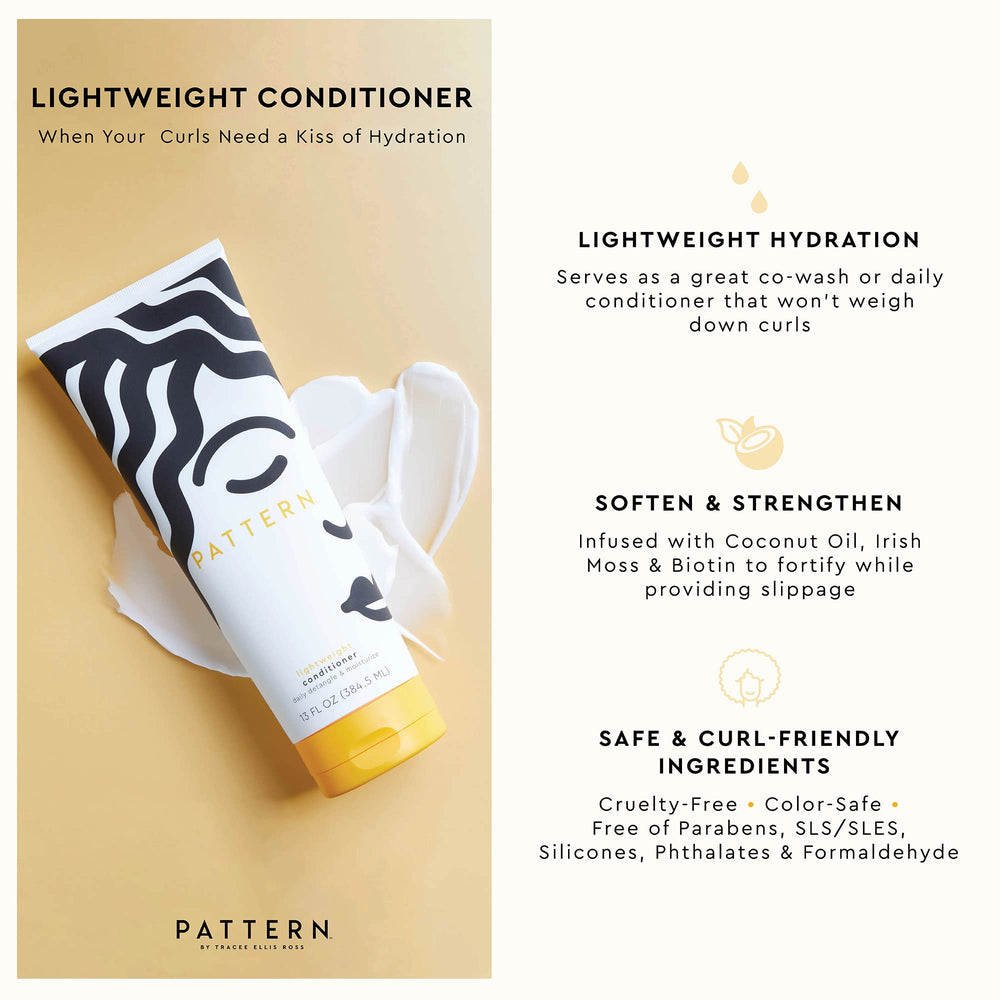 PATTERN lightweight conditioner jar close-up highlighting hydration for curls