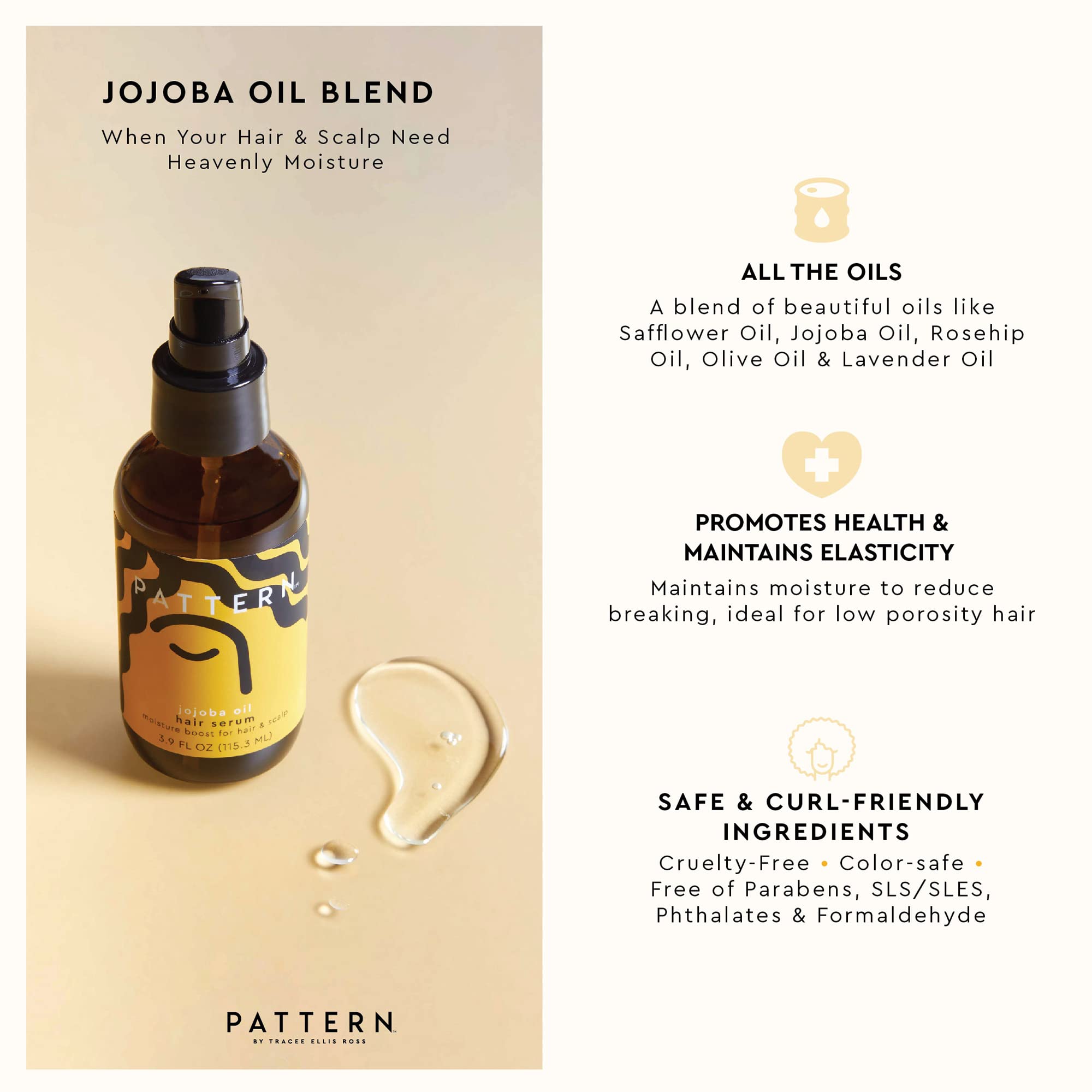 PATTERN safflower oil drop highlights nourishing hydration for smooth lengths