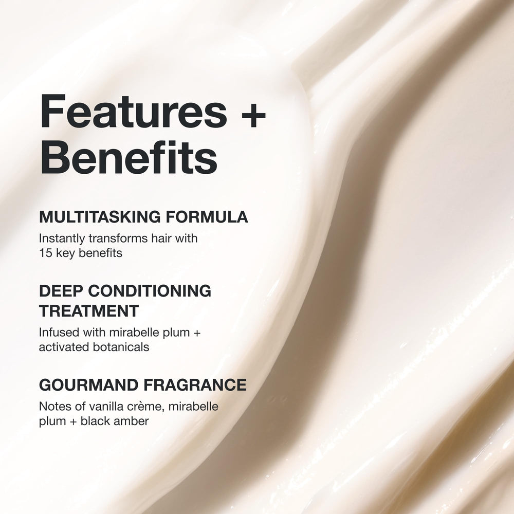 Paul Mitchell 15-In-1 Mask before and after showcasing smoother strands