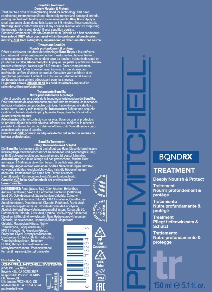 Paul Mitchell Bond RX Treatment fragrance notes hint amber, sandalwood, vanilla orchid