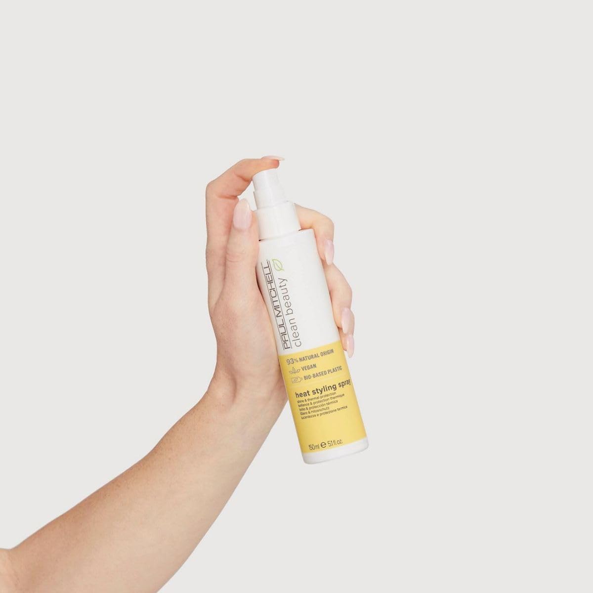 Paul Mitchell Clean Beauty heat styling spray pump-nozzle for precise, controlled application.