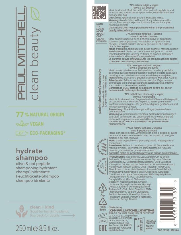 Paul Mitchell Clean Beauty Hydrate Shampoo natural ingredients ISO 16128 label