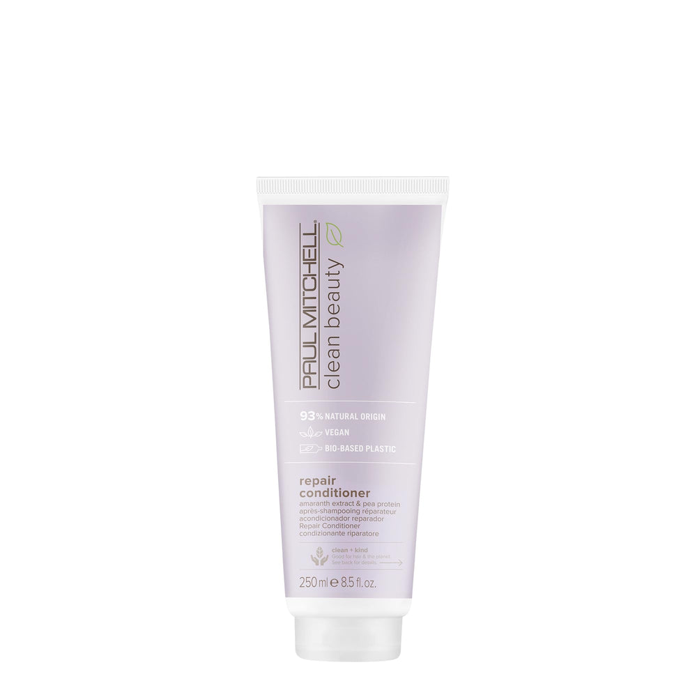 Paul Mitchell Clean Beauty Repair Conditioner bottle highlighting nourishing moisture for damaged hair.