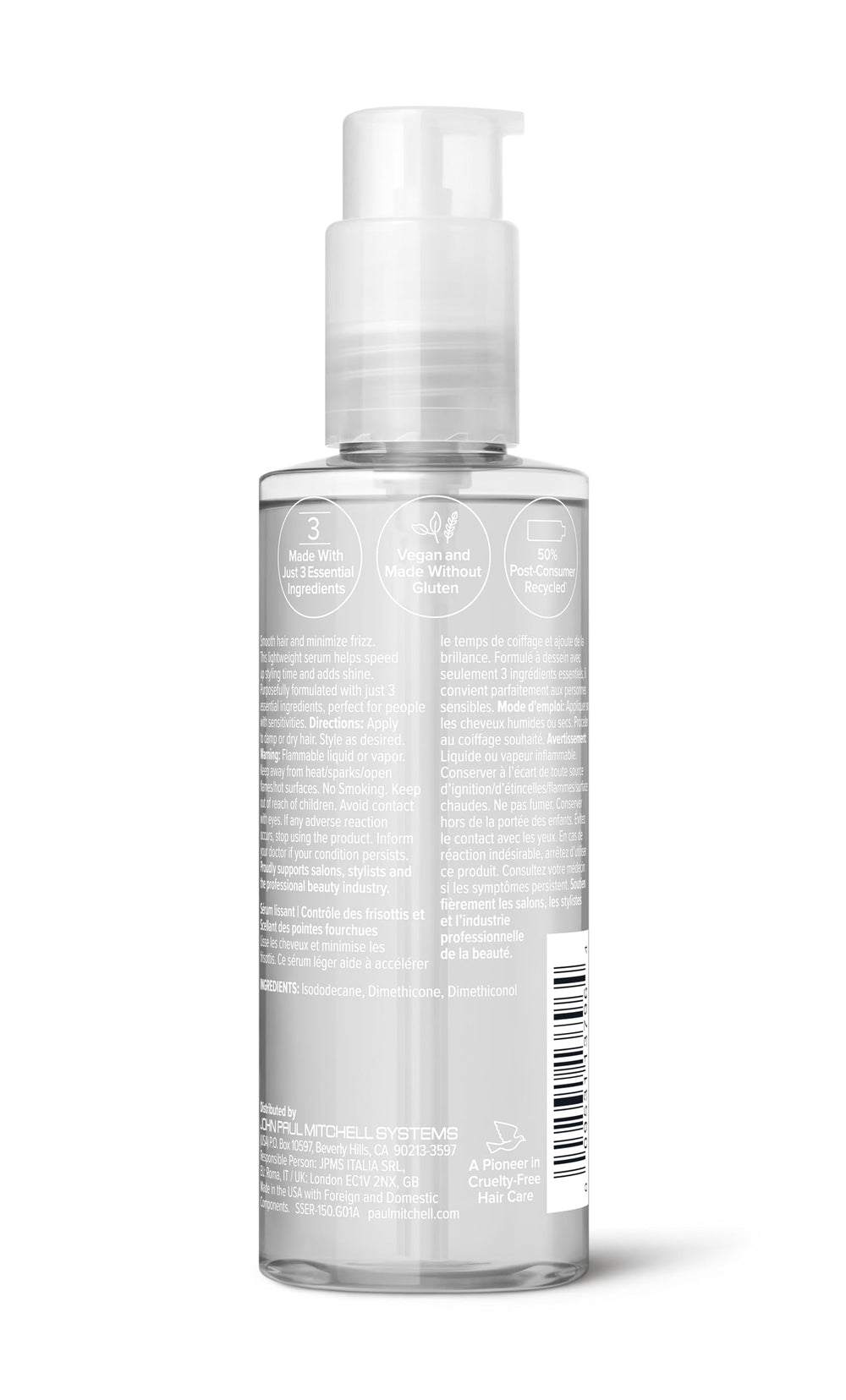 Paul Mitchell Clear Smoothing Serum packaging made with post-consumer recycled materials.