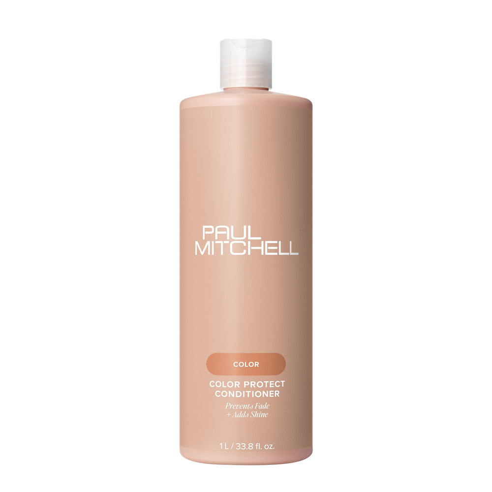 Paul Mitchell Color Protect Conditioner bottle-pump helps prevent color fade and adds shine.
