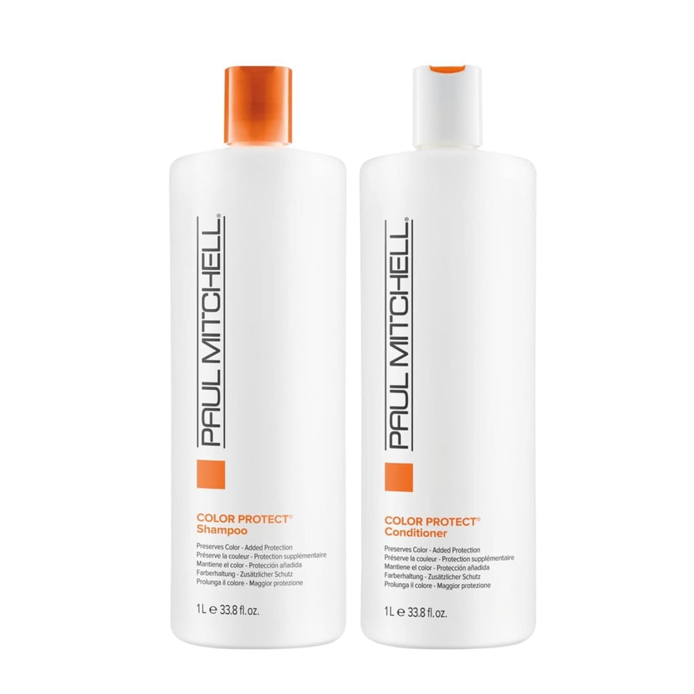 Paul Mitchell Color Protect Conditioner bottle highlights detangling and shine for color-treated hair