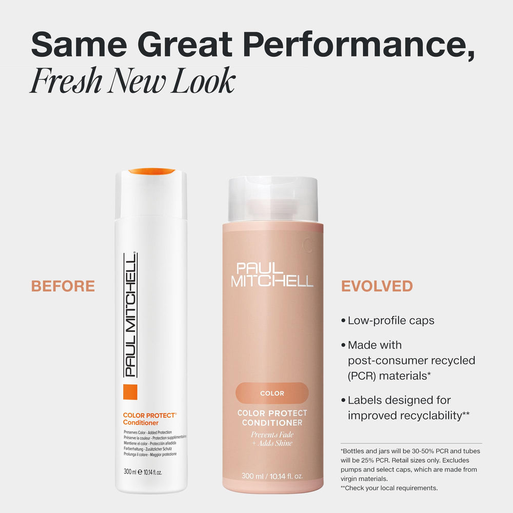 Paul Mitchell Color Protect Conditioner label closeup highlights UV protection