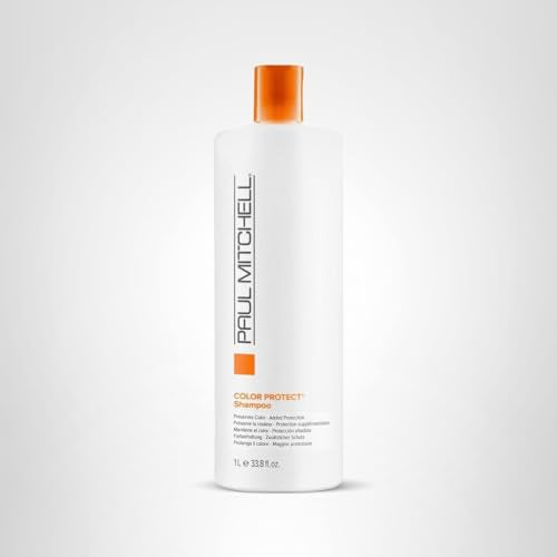 Paul Mitchell Color Protect Shampoo post-consumer-recycled bottle detail emphasizes sustainability