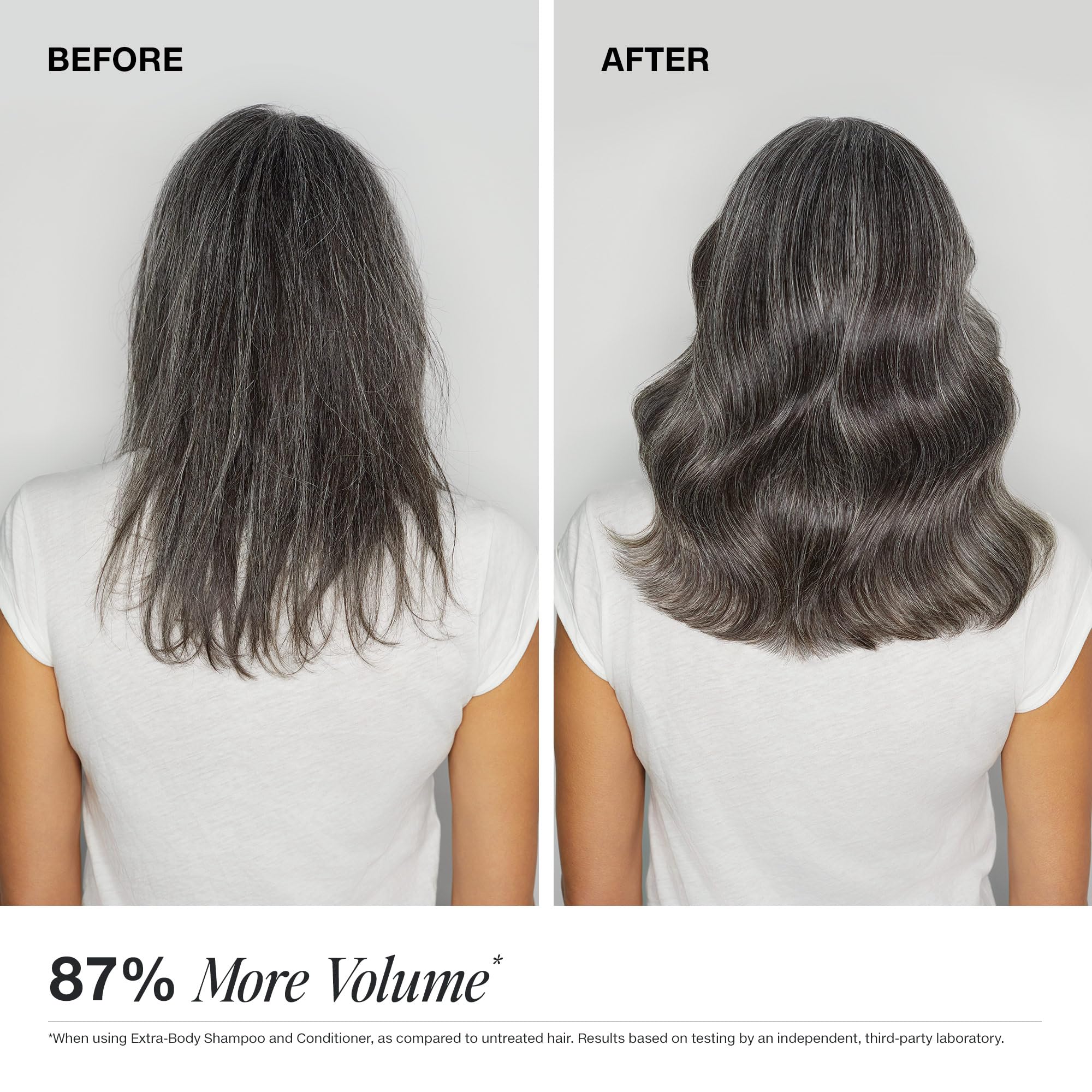 Paul Mitchell Extra-Body Conditioner bottle pump dispensing product to detangle and style.