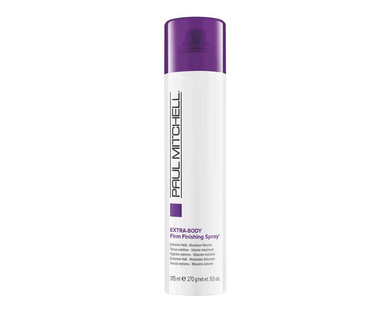 Paul Mitchell Extra-Body Firm Hairspray bottle highlighting extreme hold for fine hair
