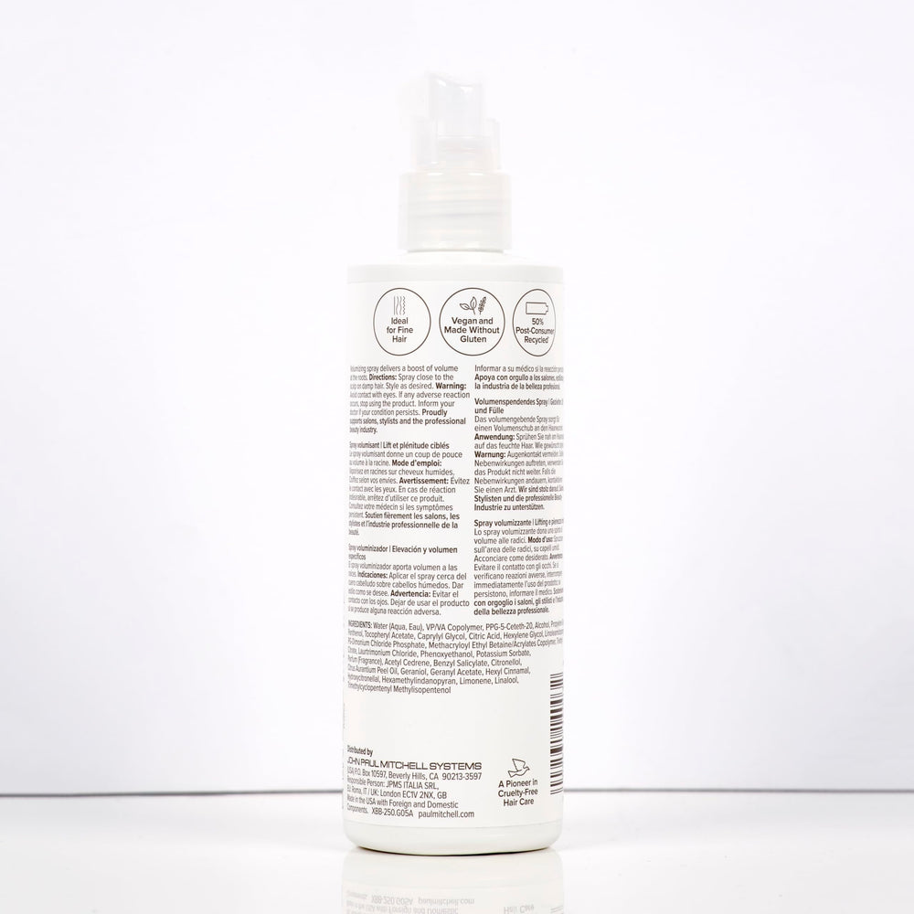 Paul Mitchell Extra-Body Root Boost spray forming lightweight lift near the roots