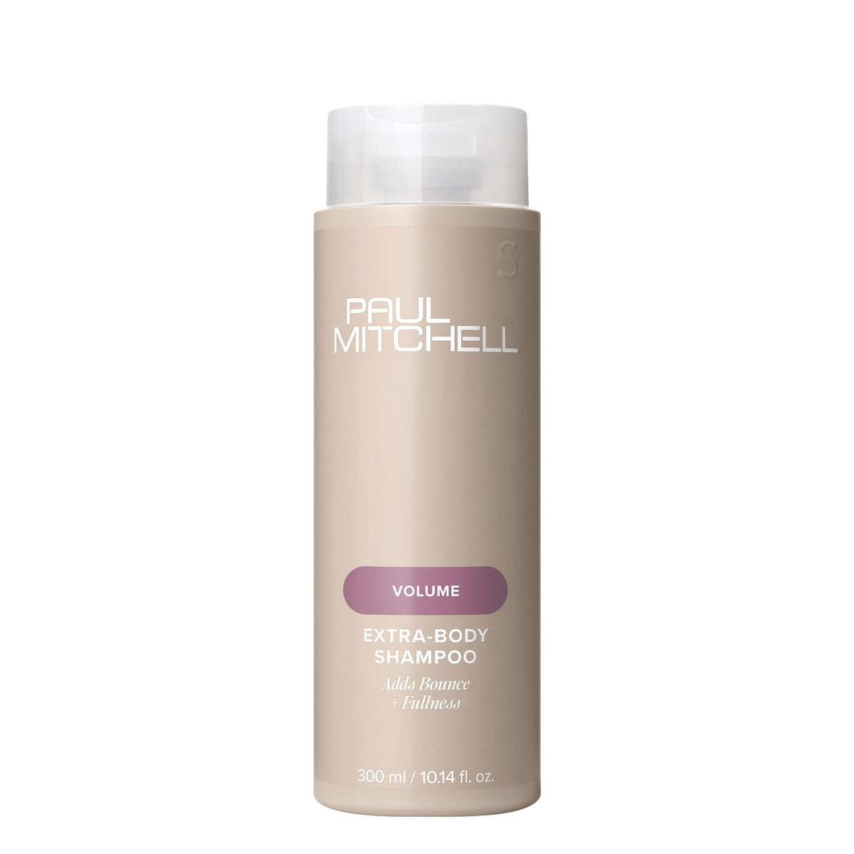 Paul Mitchell Extra-Body Shampoo bottle shows volume-boosting formula for fine hair