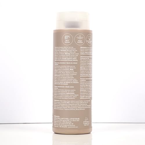 Paul Mitchell Extra-Body Shampoo bottle with fine hair for easier manageability