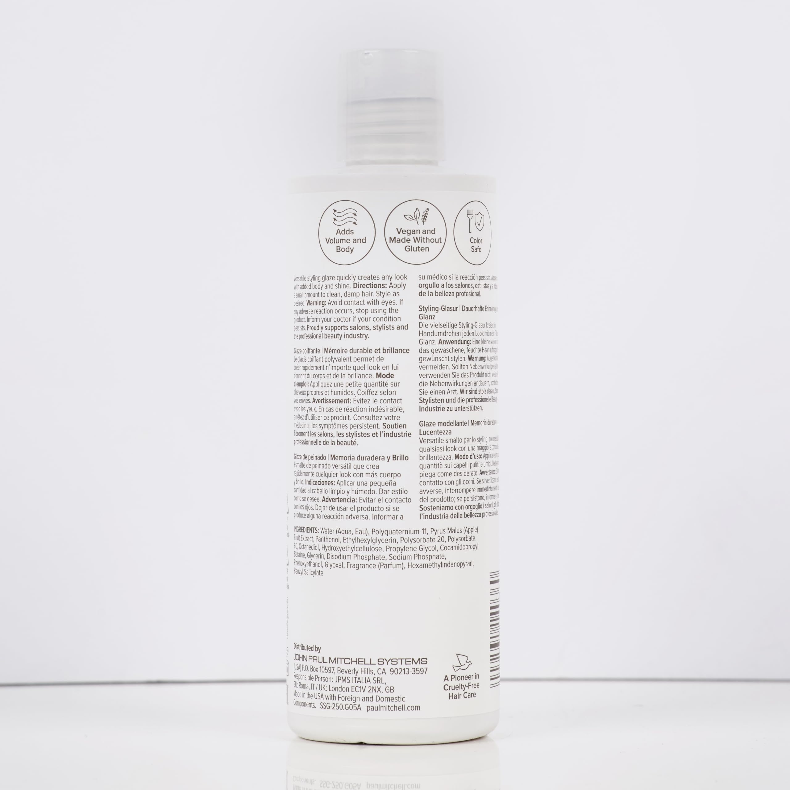 Paul Mitchell fast-dry styling glaze in action for quick results.