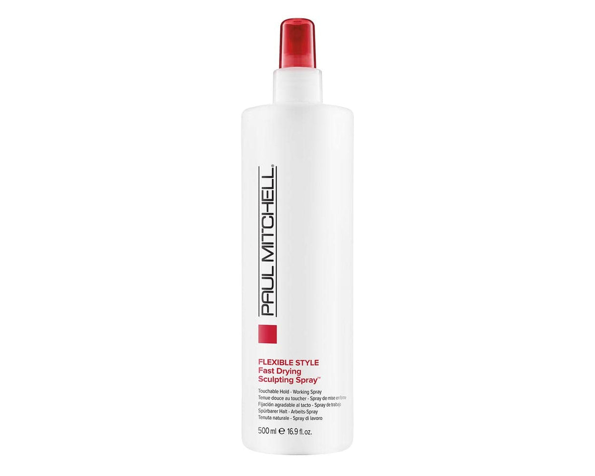 Paul Mitchell Fast Drying Sculpting Hairspray bottle close-up showing quick-dry volume