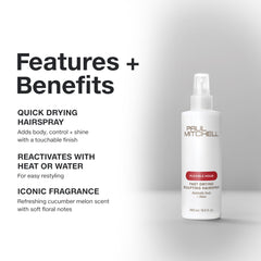 Paul Mitchell fast drying hairspray shine finish highlights glossy, touchable styles