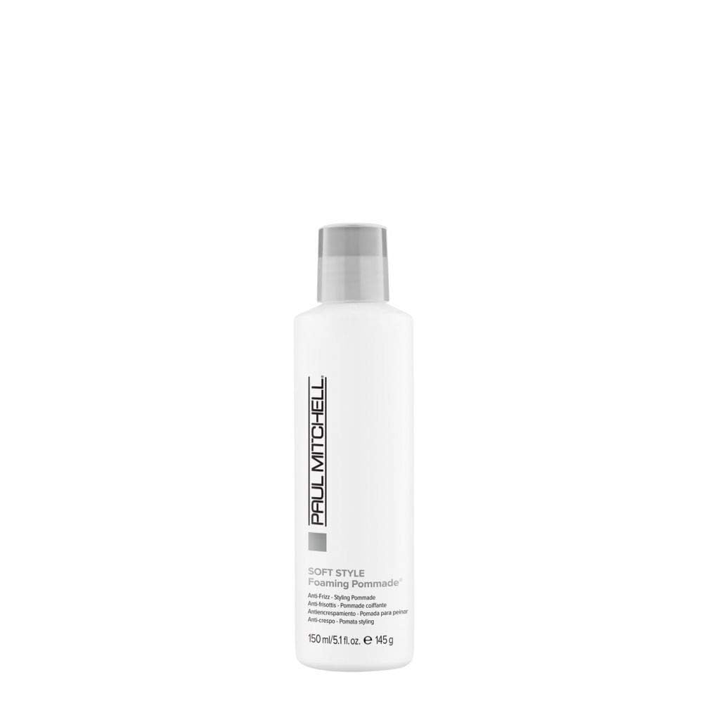 Paul Mitchell Foaming Pommade bottle front showing light hold for waves