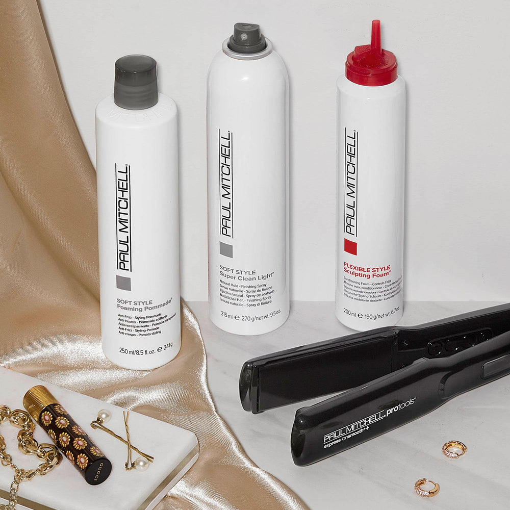 Paul Mitchell Foaming Pommade close-up shows natural shine on curls