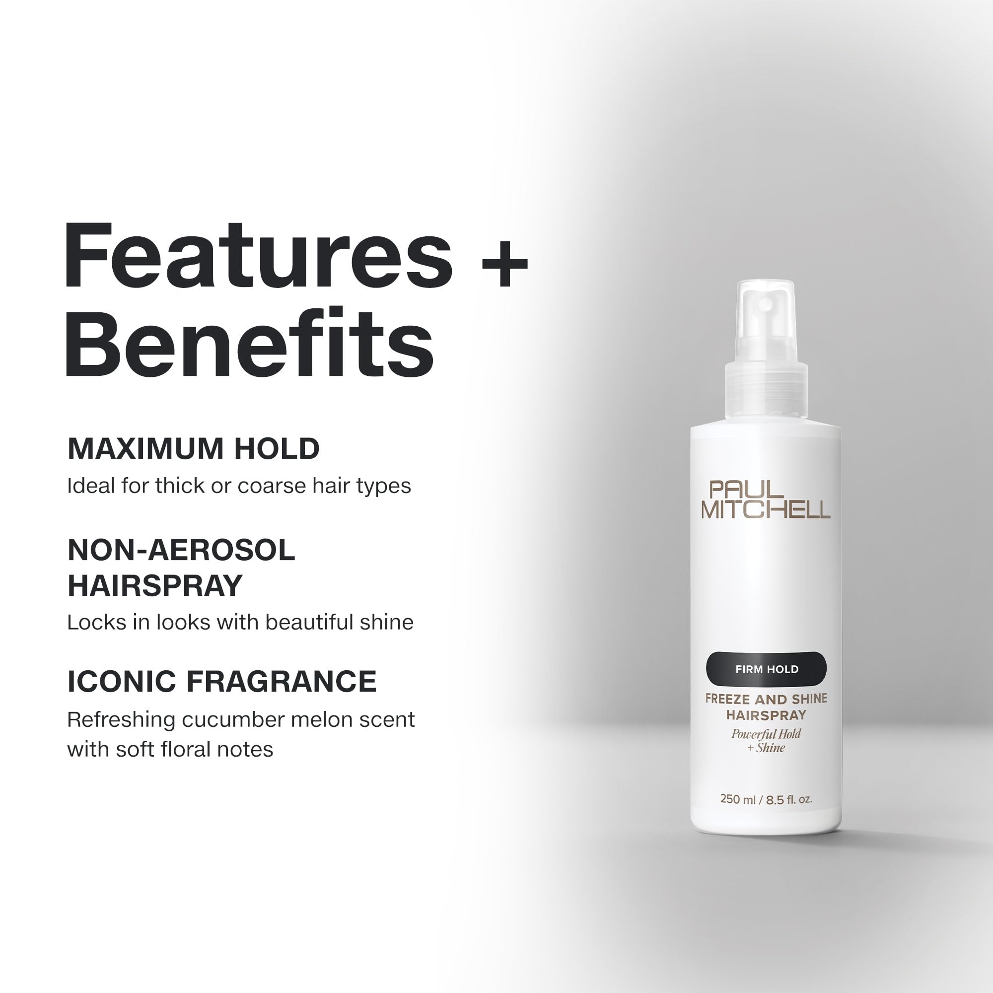 Paul Mitchell Freeze and Shine finish highlights high shine on coarse hair.