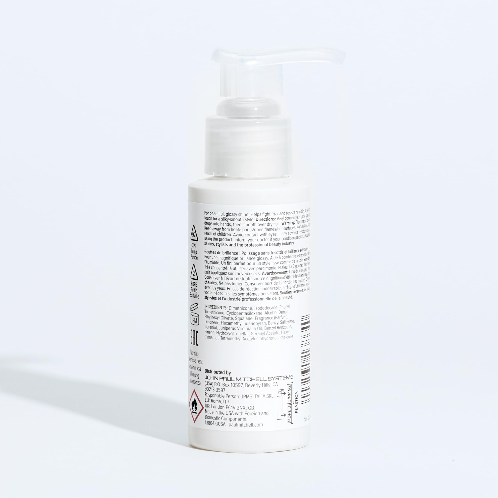 Paul Mitchell Gloss Drops shows concentrated formula meaning tiny amounts go far.