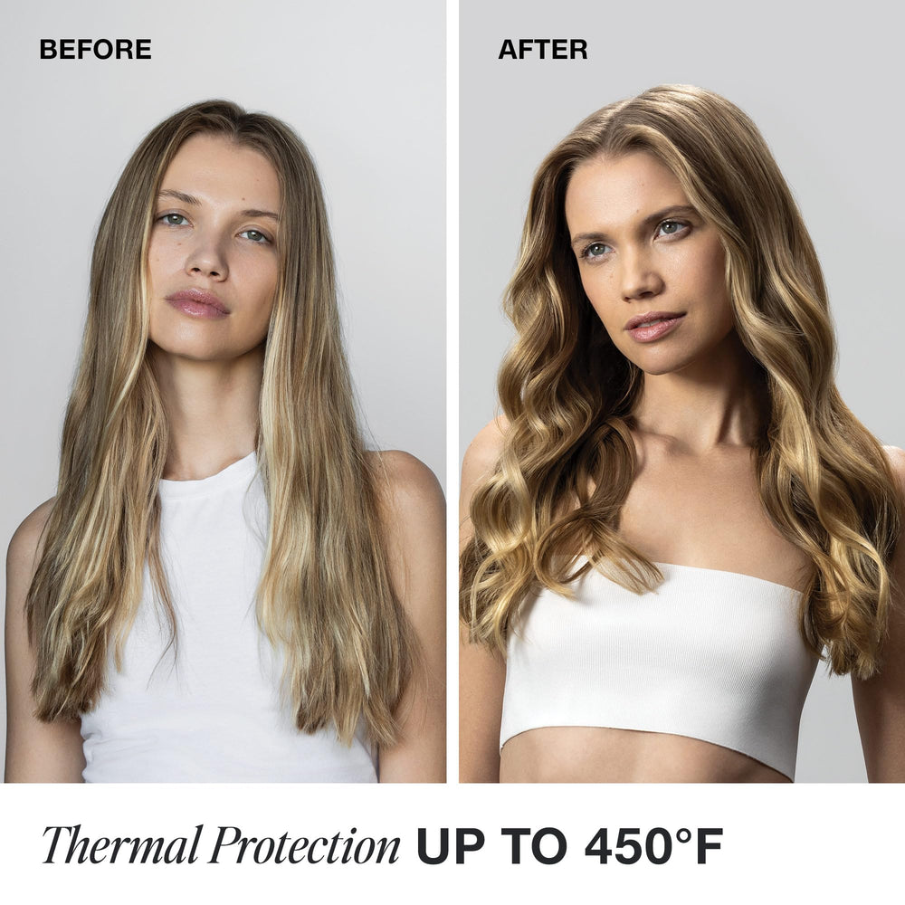 Paul Mitchell Hot Off The Press hands applying spray on damp hair