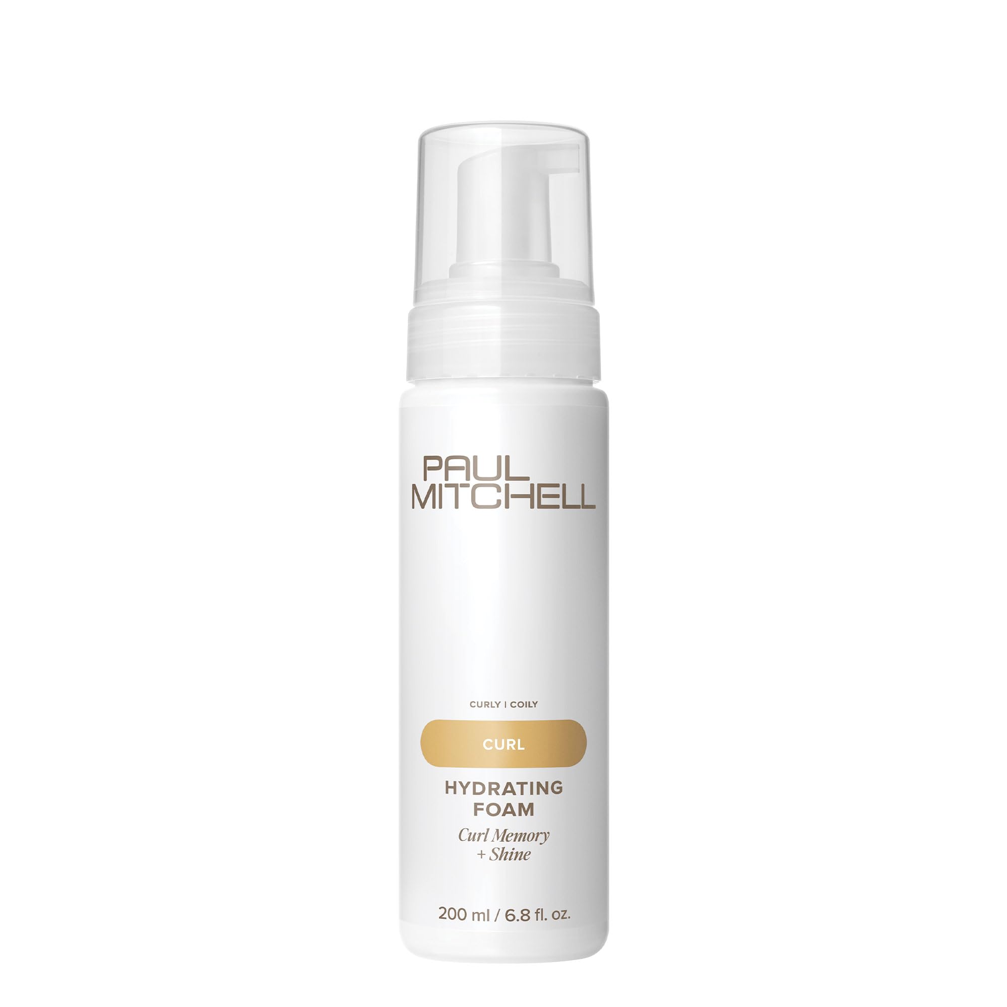 Paul Mitchell Hydrating Foam bottle closeup for moisture-rich styling.