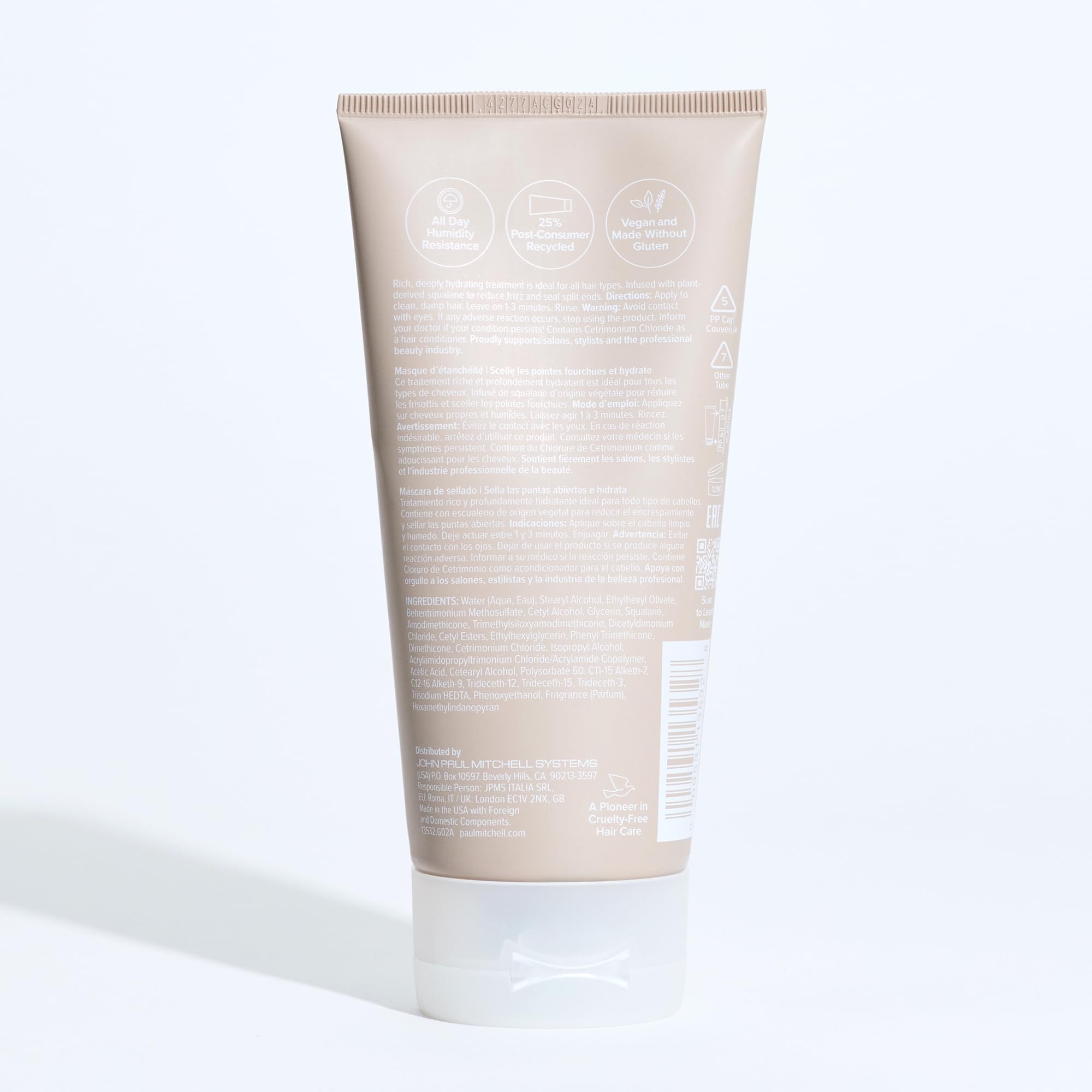 Paul Mitchell Sealing Mask eco packaging — PCR materials support sustainability.