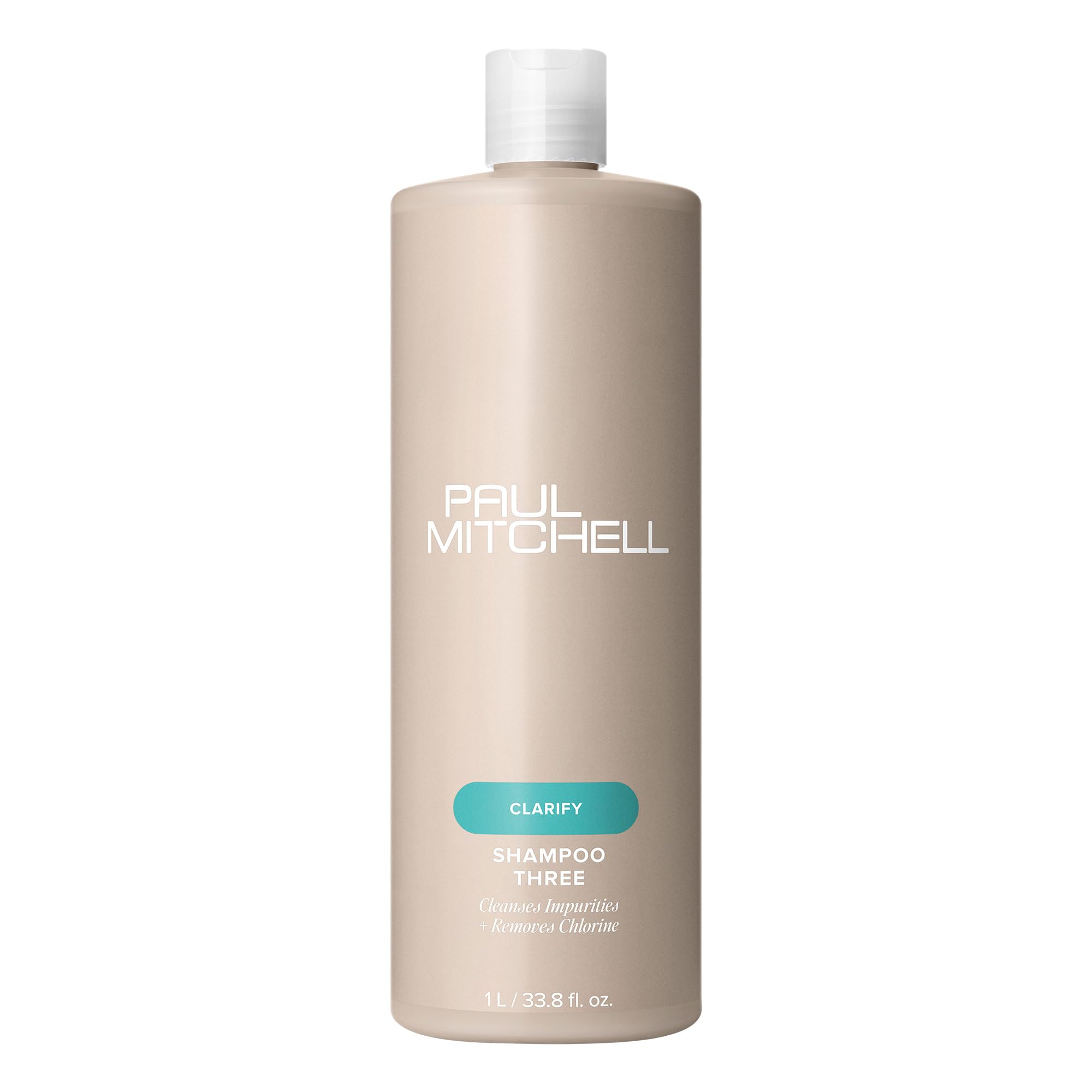 Paul Mitchell Shampoo Three bottle front; clarifying formula helps remove chlorine and minerals.
