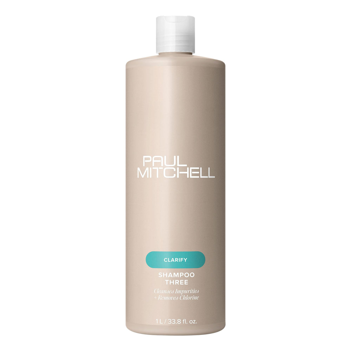 Paul Mitchell Shampoo Three bottle front; clarifying formula helps remove chlorine and minerals.