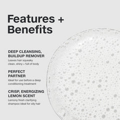 Paul Mitchell Shampoo Two clarifying action closeup demonstrates buildup removal for shiny strands.
