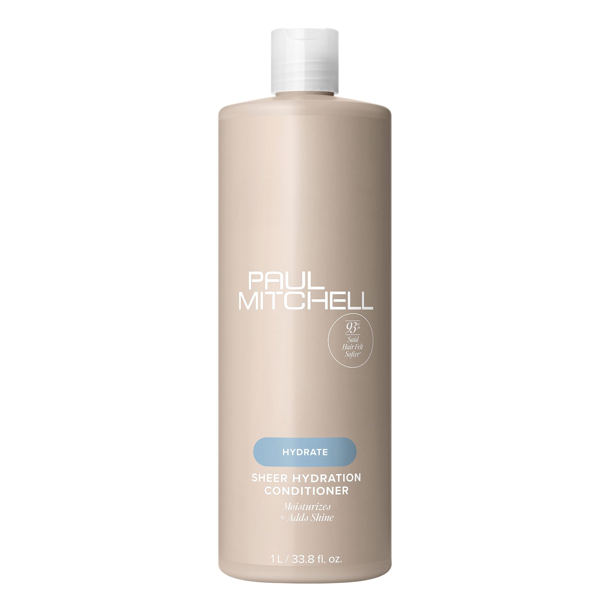 Paul Mitchell Sheer Hydration Conditioning bottle showcases moisturizing formula for softer, shinier dry hair.