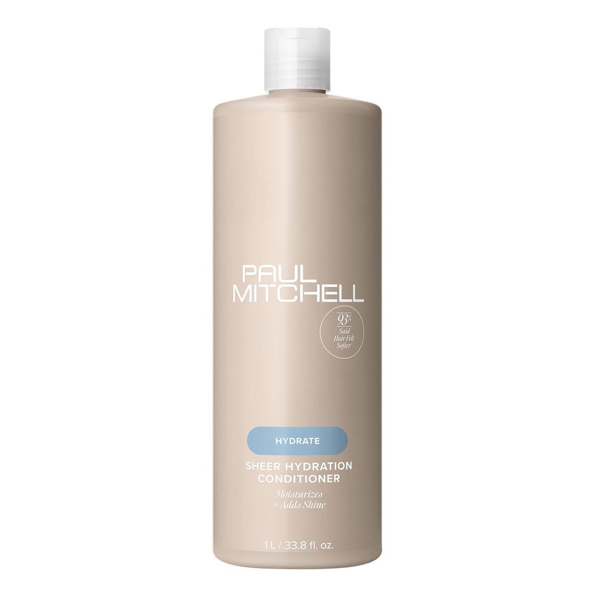 Paul Mitchell Sheer Hydration Conditioning bottle showcases moisturizing formula for softer, shinier dry hair.
