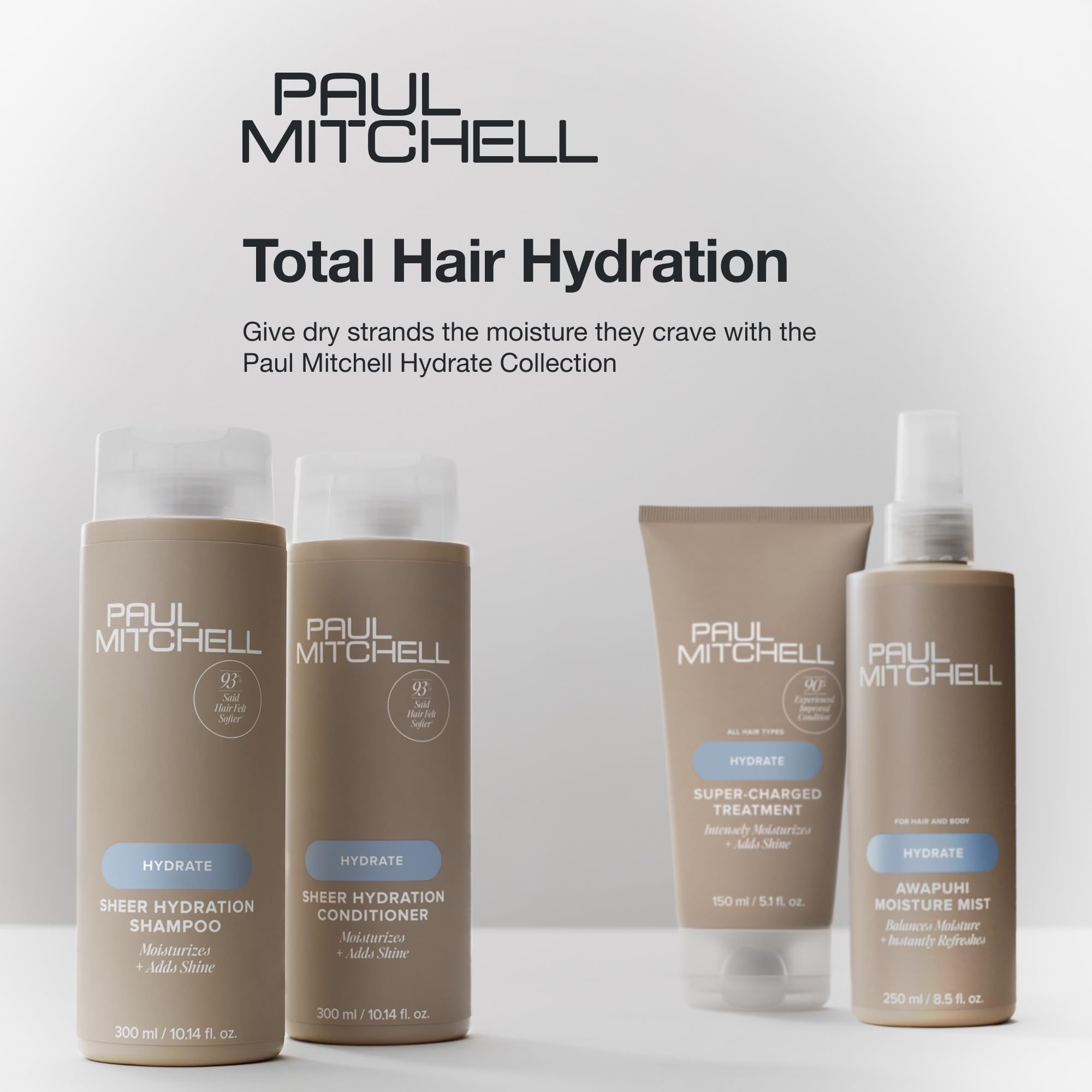 Paul Mitchell packaging featuring PCR materials and recyclable design