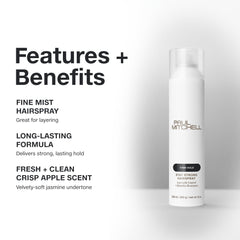 Paul Mitchell Stay Strong hairspray demonstrates humidity resistance and frizz control