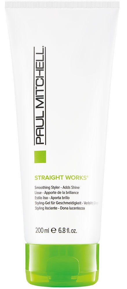Paul Mitchell Straight Works gel bottle pour for smooth, frizz-control results