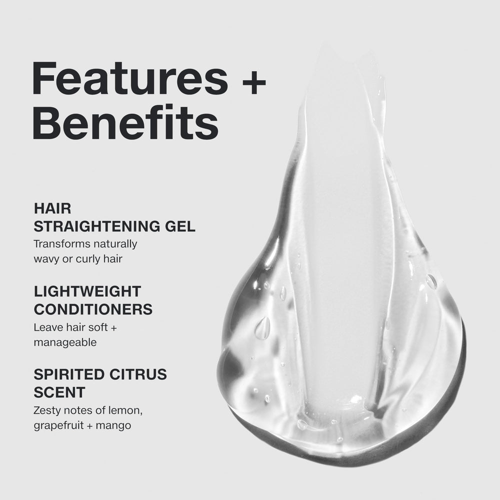 Paul Mitchell Straight Works Serum Gel translucent shine on straightened hair.