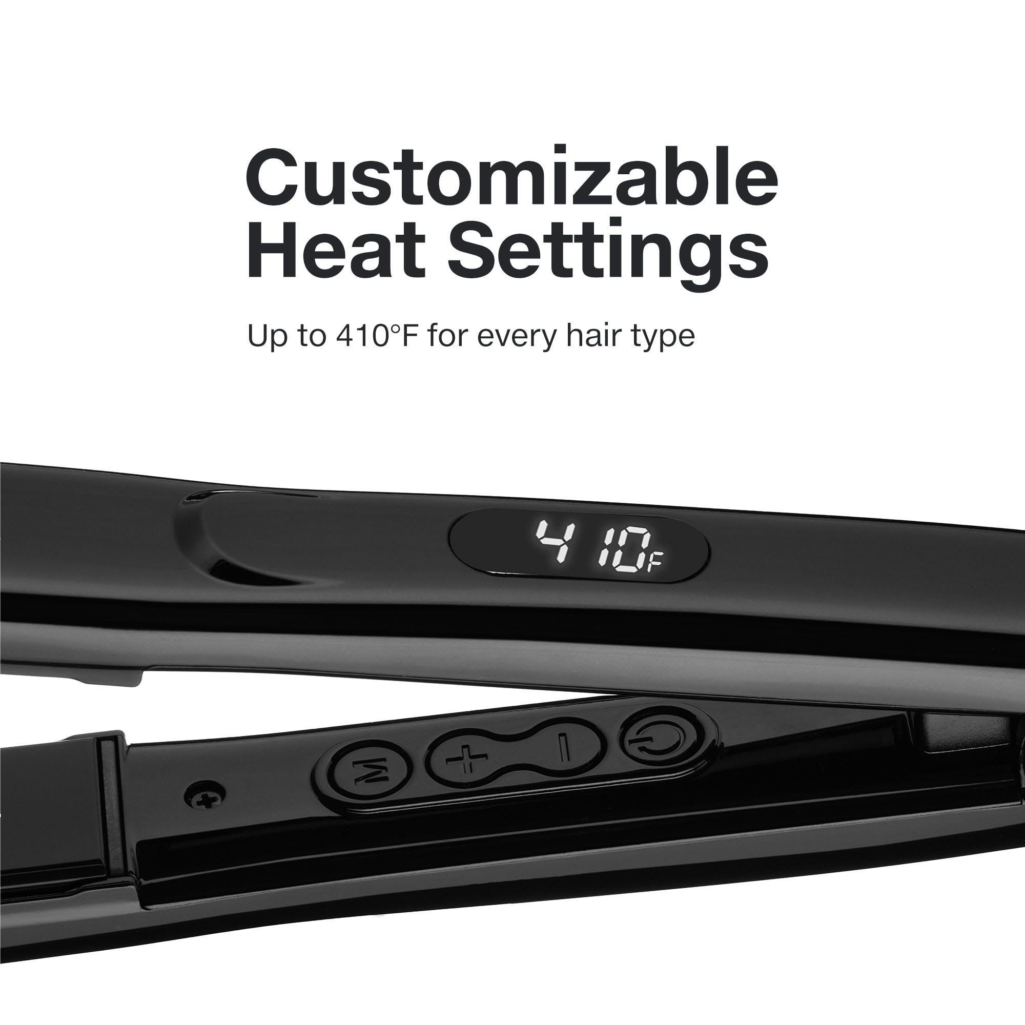 Paul Mitchell Style+ 1-inch ceramic flat iron dual-voltage image indicates worldwide use with optional adapter.