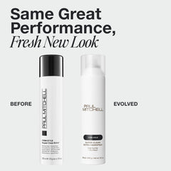 Paul Mitchell Super Clean Extra Hairspray bottle demonstrates humidity resistance for lasting styles.