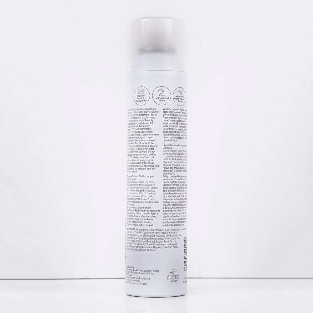 Paul Mitchell Super Clean Extra Hairspray demonstrates humidity resistance for all-day shape.