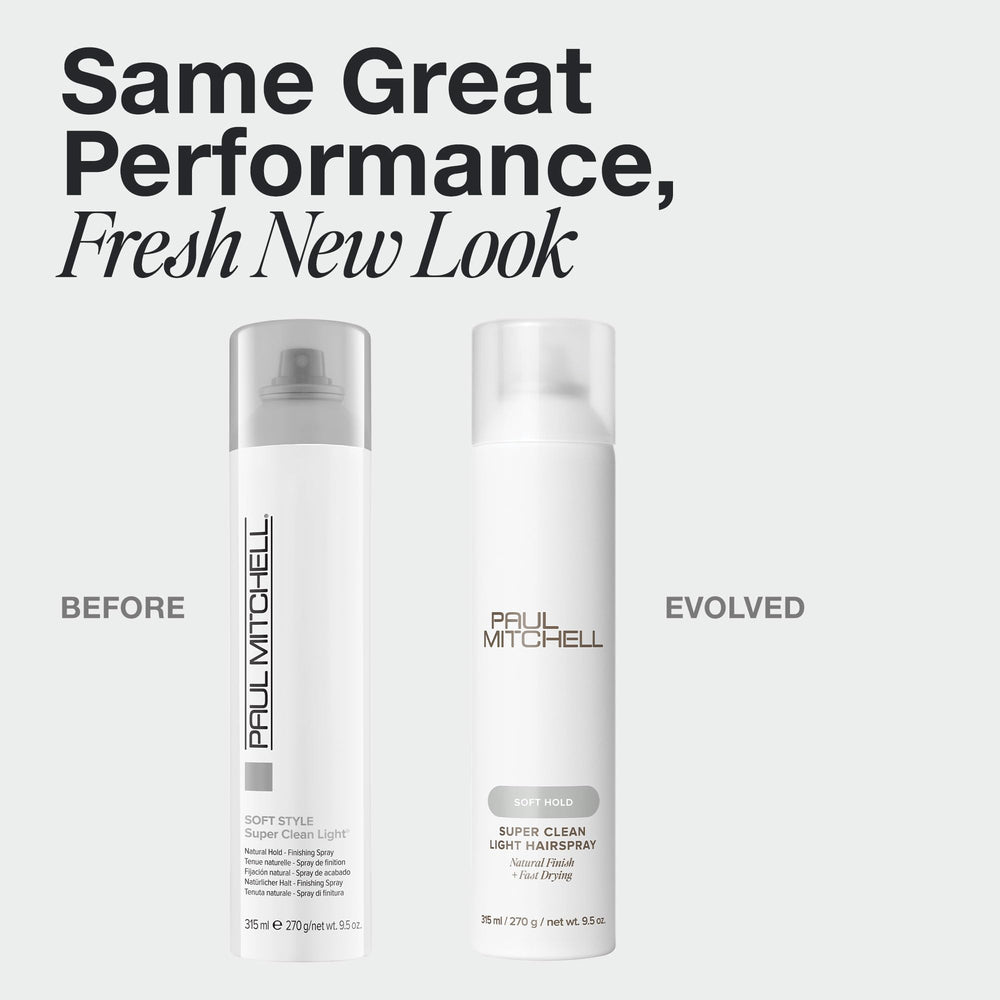 Paul Mitchell Super Clean Light Hairspray dispersion mist provides even coverage with quick-dry action.