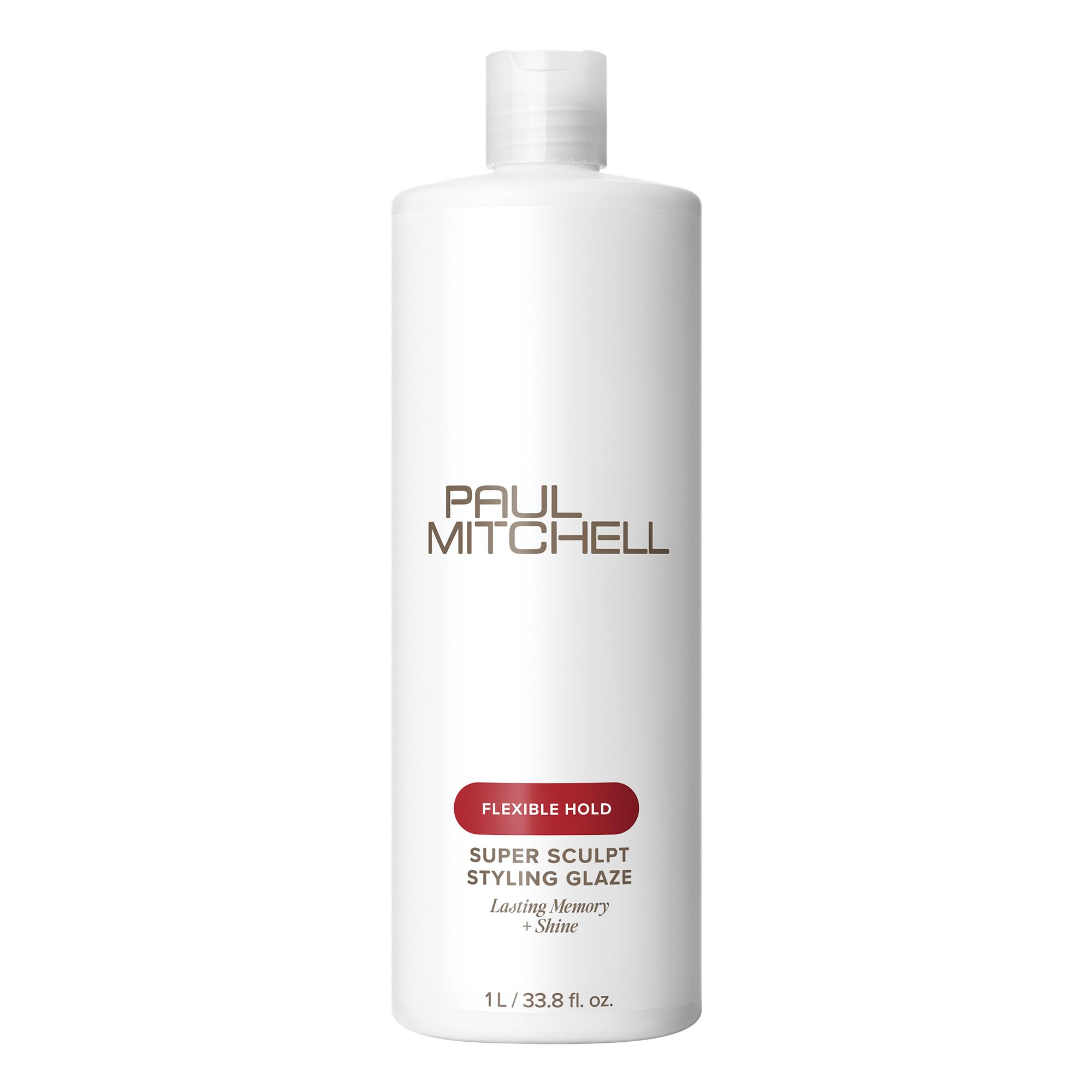 Paul Mitchell Super Sculpt Styling Glaze bottle demonstrates quick-dry, flexible hold.