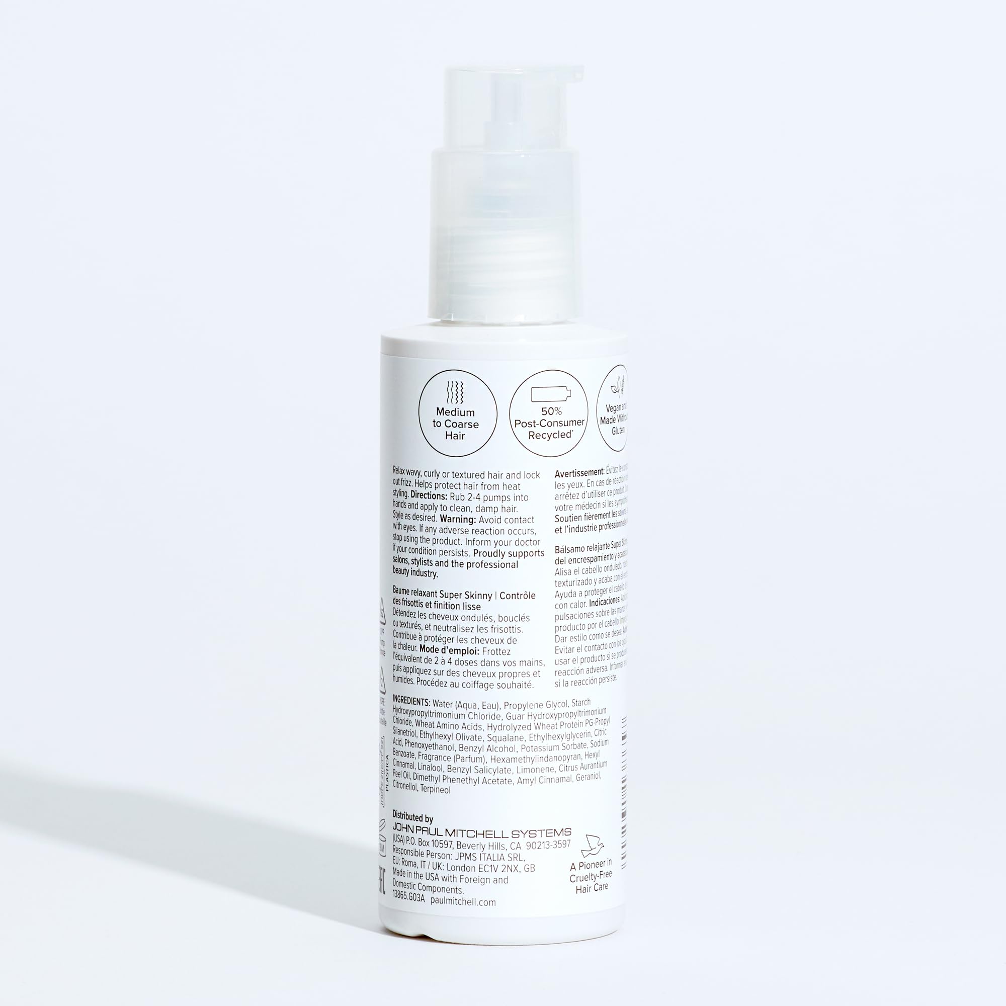 Paul Mitchell Super Skinny Relaxing Balm packaging with PCR materials for sustainability.