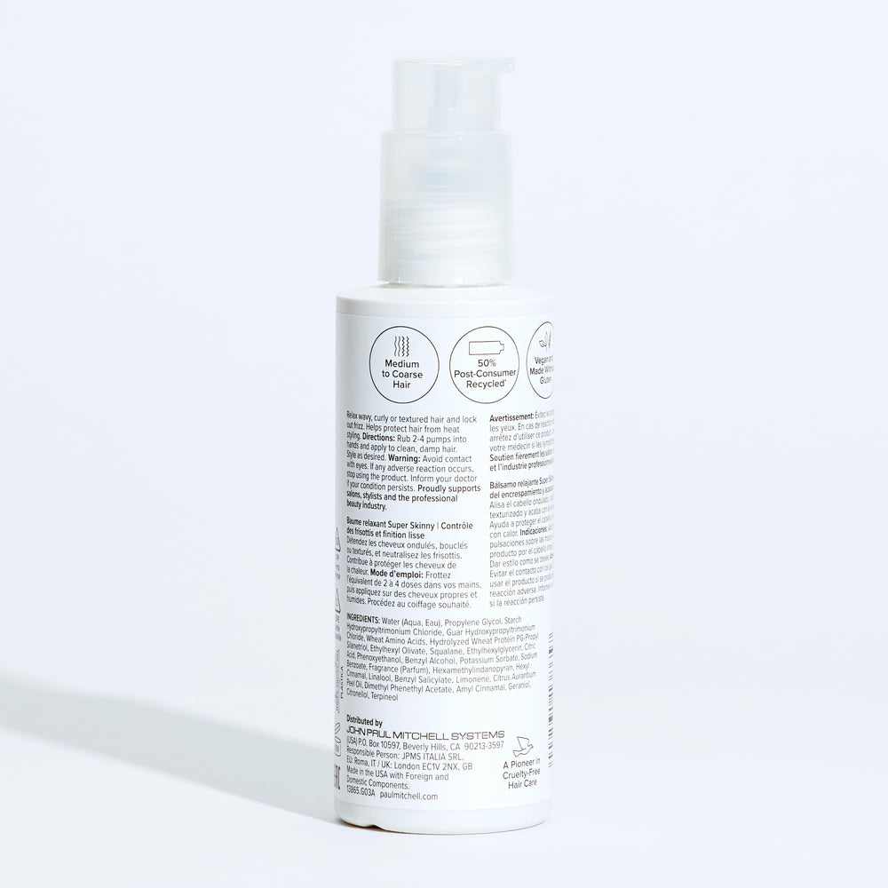 Paul Mitchell Super Skinny Relaxing Balm packaging with PCR materials for sustainability.