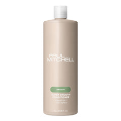 Paul Mitchell Super Smooth Conditioner bottle highlights frizz control for smoother hair