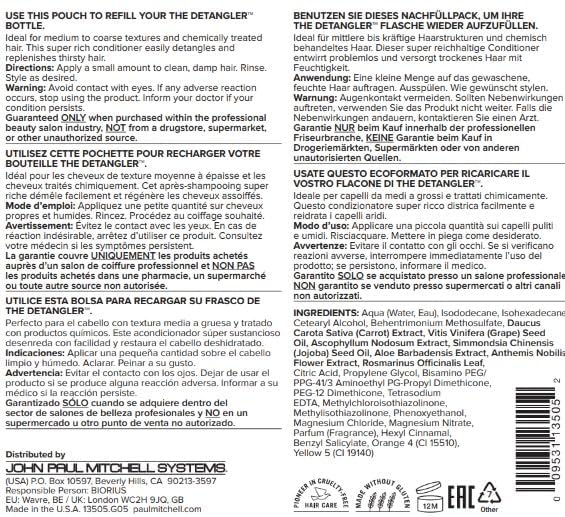 Paul Mitchell The Detangler packaging-recycling highlights PCR materials and recyclability benefits.