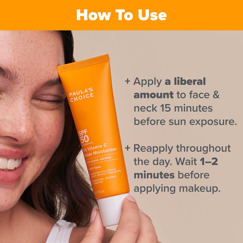Paula's Choice sunscreen spread on skin image highlights invisible finish without white cast.