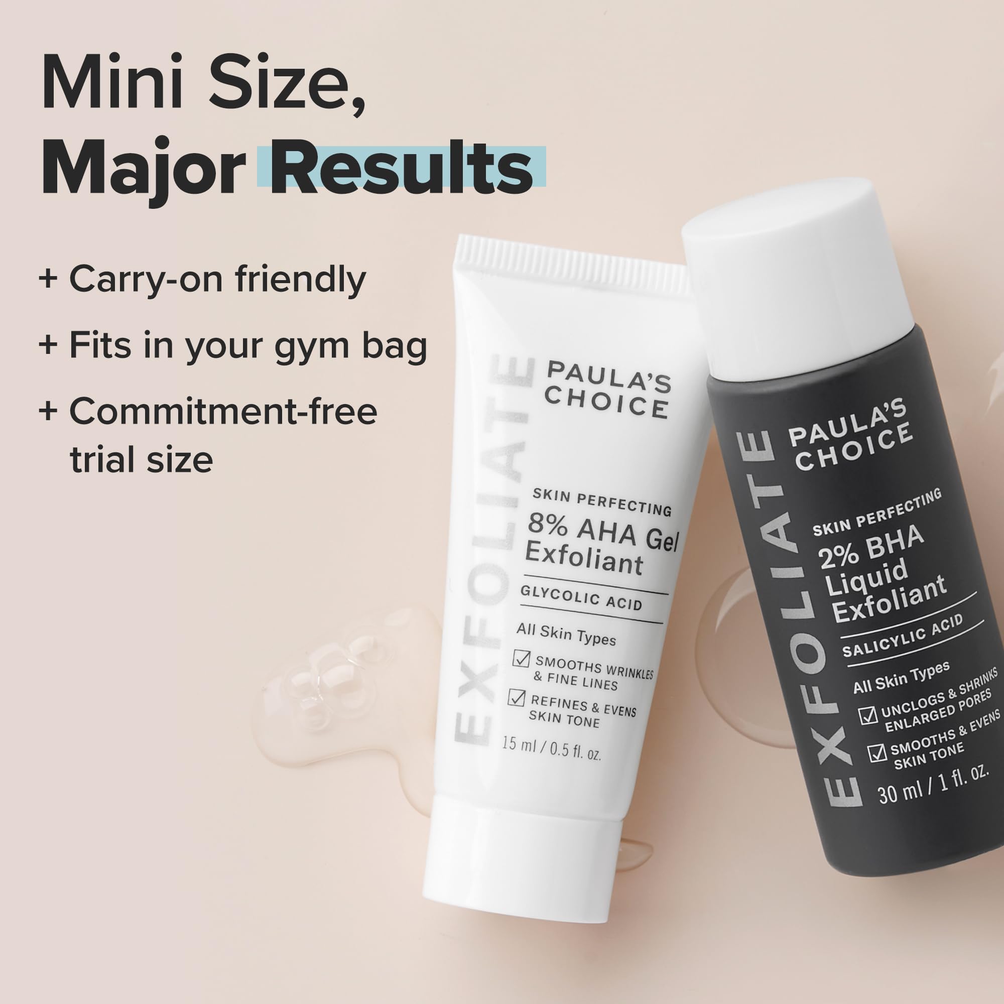 Paula's Choice 8% AHA Gel exfoliant texture swirl demonstrates gentle resurfacing.